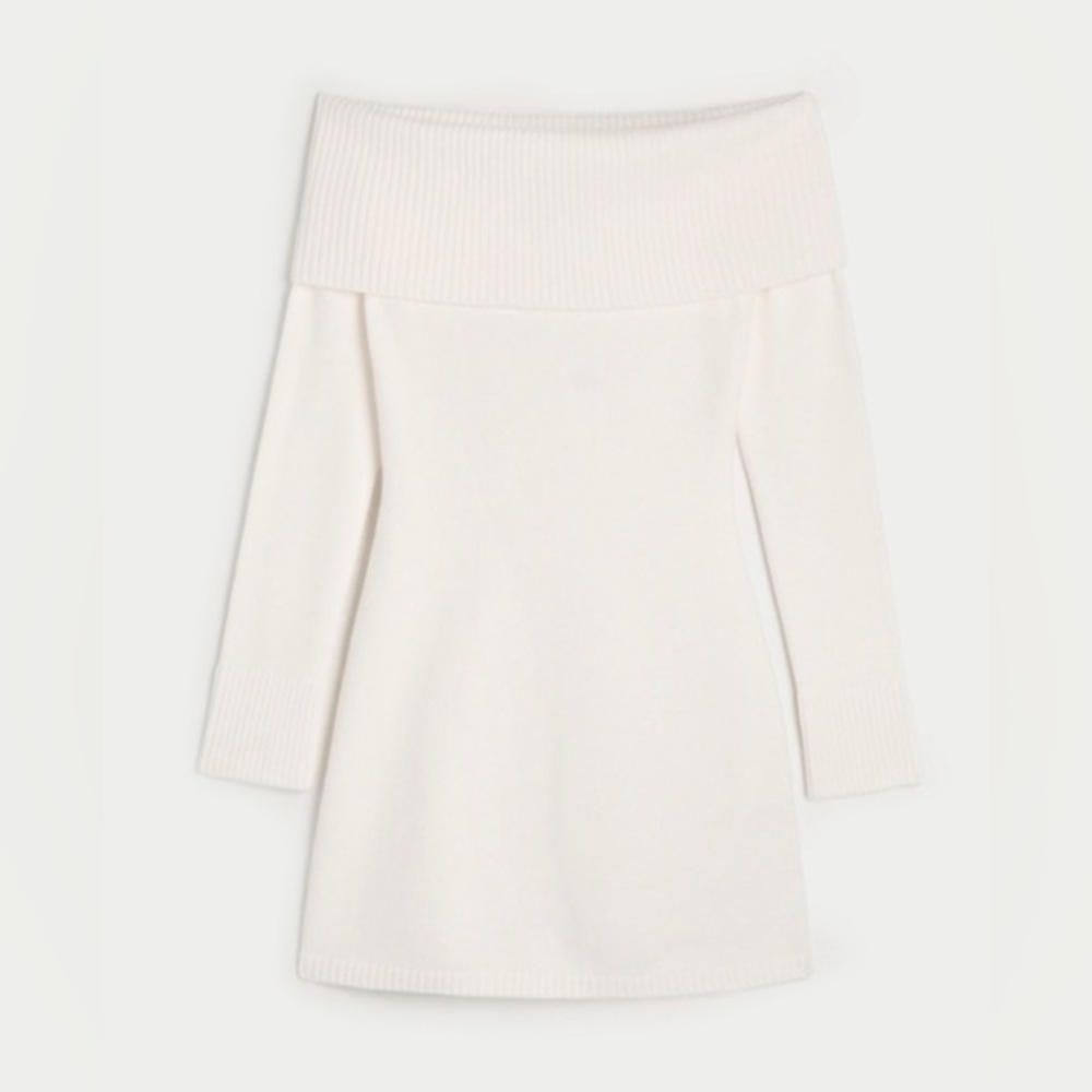 Hollister Off-Shoulder White Sweater Dress